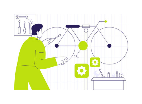 Bike repair shop isolated cartoon vector illustrations.