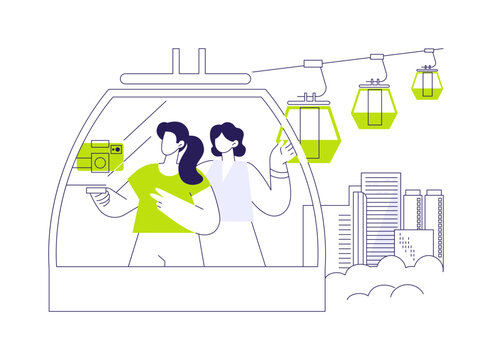 Cable car ride isolated cartoon vector illustrations.