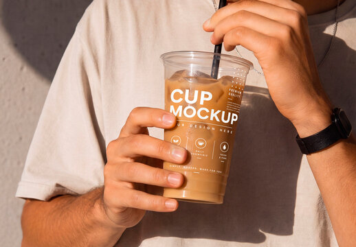 Iced Coffee Plastic Cup Mockup
