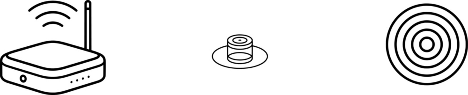 A minimalist icon of an unbranded generic wireless router with a sleek design against a clean white background