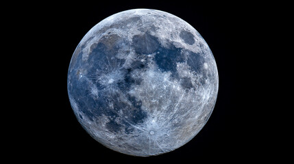Fototapeta premium crater. Detailed closeup of the moon's surface showcasing intricate craters against the vast darkness of space. STEM education sheets.