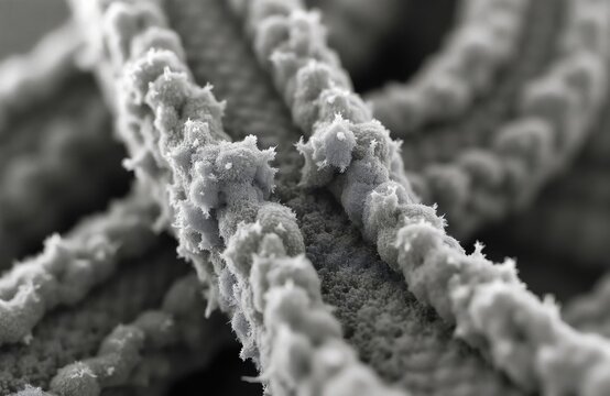 Scanning electron microscope view of plant sieve tube elements showing callose deposits. Microscopic plant tissue structure with cellular components damaged by stress. Healthy plant vascular bundle