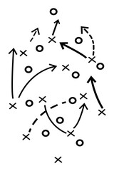 Soccer Strategy Playbook Tactics Formation Planning Icon With Football Game Arrows And Player Position Symbols © golamfaruk