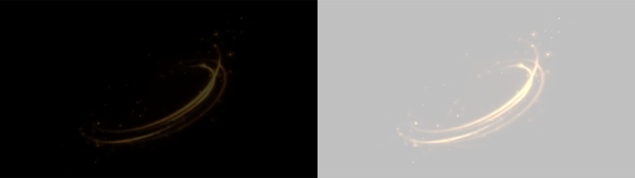 Swirl of light and dust on a transparent background captured during an art creation process in a studio