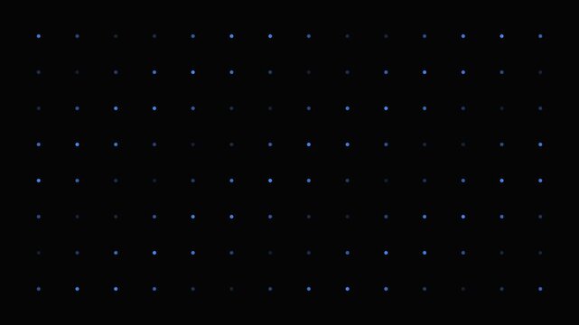 Minimalist grid of small glowing blue dots on a solid black background