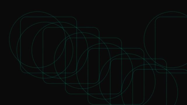 Abstract geometric line art showing interconnected circles and lines on black