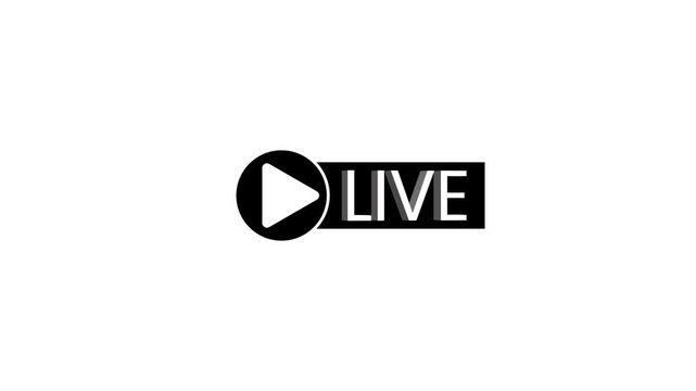 Slider control icon transitioning to live stream icon with play button and text video interface element graphic toggle adjustment vector flat design