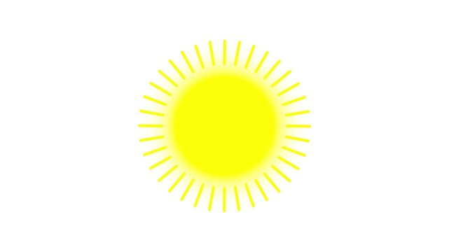 Sun radiating light across three frames showing a consistent yellow glow on a white background video sunshine solar daytime weather climate heat