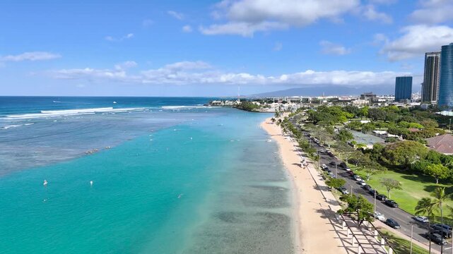 ハワイのビーチ、
Ala Moana Beach Park , Honolulu, Hawaii