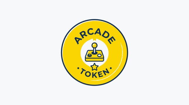 Arcade token with joystick and star.