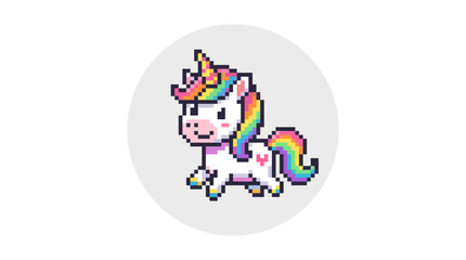 Naklejka premium Colorful cartoon unicorn with rainbow mane.