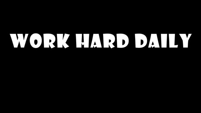Work hard text with growth graph. Motivational business chart animation.