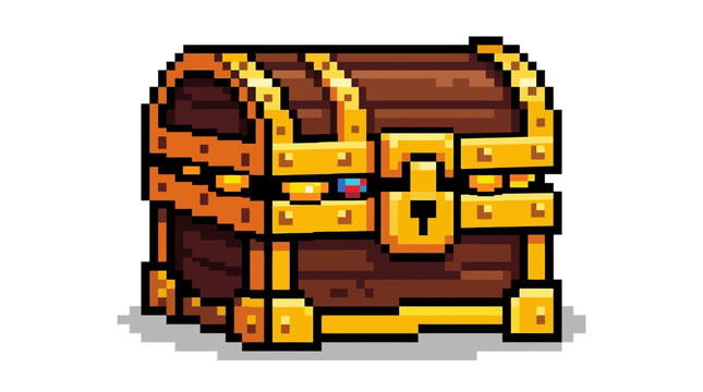 Pixel Art Treasure Chest Illustration.