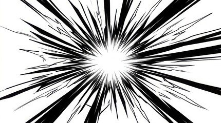 Obraz premium Abstract sunburst background featuring black radiating lines from a central white point for dynamic graphic design projects.