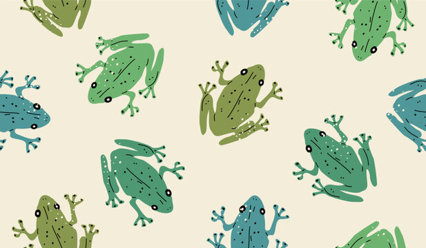Cute frog pattern background vector design