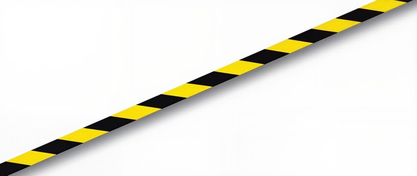 Yellow and black striped warning tape isolated on white background diagonal