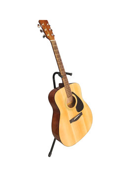 acoustic guitar with stand isolated on white background