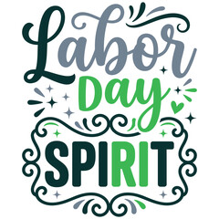 Naklejka premium Happy Labor Day Celebration Text Design with Decorative Embellishments