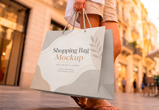 Low Angle Shopping Bag Mockup