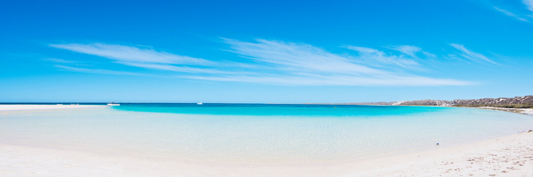 Pure white sands and tropical blue ocean at Coral Bay