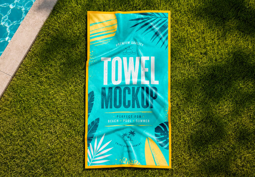 Poolside Towel Mockup on Grass