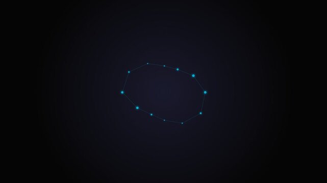 Minimalist glowing circular constellation pattern on a dark background