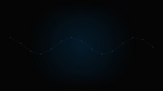 A minimalist blue digital sine wave plotted with glowing dots on black