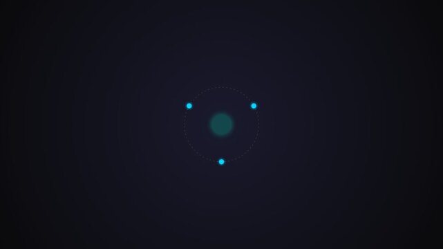 Minimalist blue glowing abstract orb orbiting in a dark void background