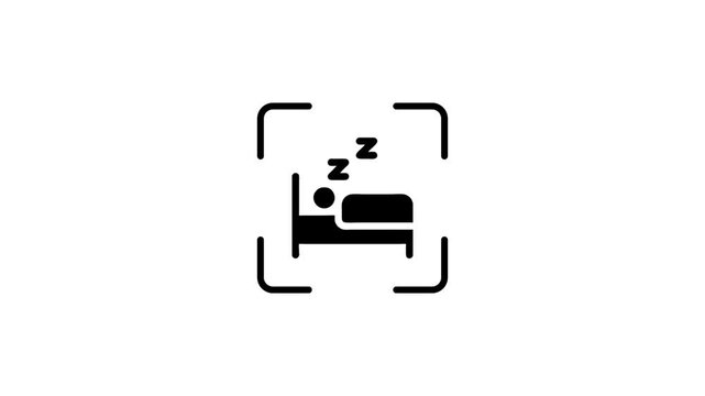 Animated sleep tracking scan on white background for health monitoring and smart home technology.