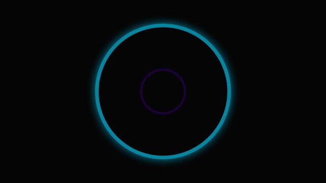 A single thin glowing white circle centered on a deep black background field