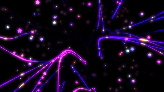 Neon energetic wavy strands animation. (loop)