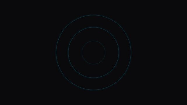 Minimalist blue glowing concentric rings on a solid deep black background