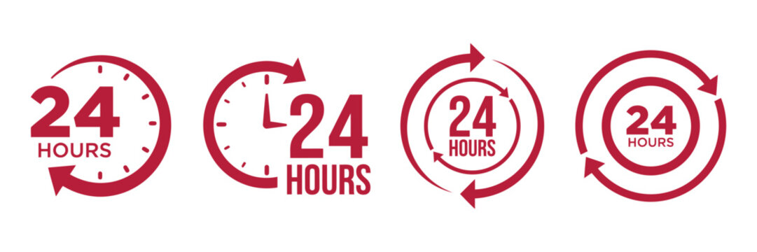 24 hours icon logo vector illustration for customer support and service