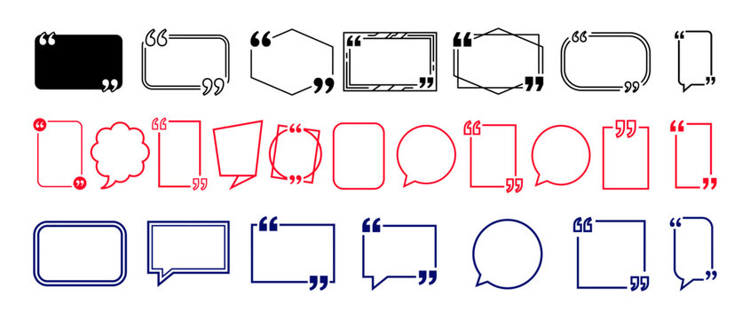 Speech bubbles and quote boxes mega set vector template quote frames collection with quotation marks for chat and text