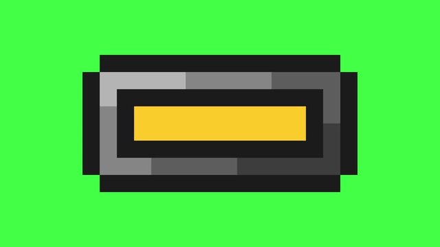 mini yellow health bar or loading frame with pixel art style in green screen background