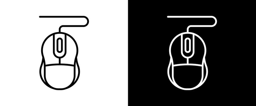 Mouse white and black icon set design