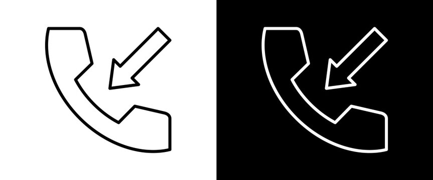 Phone Call  white and black icon set design