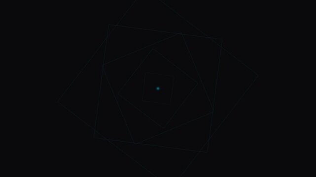 A single glowing blue point of light centered within a vast black void space