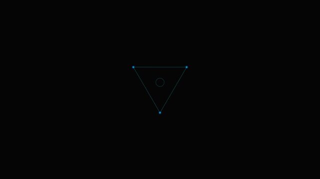 Minimalist geometric triangle formed by three glowing blue digital points