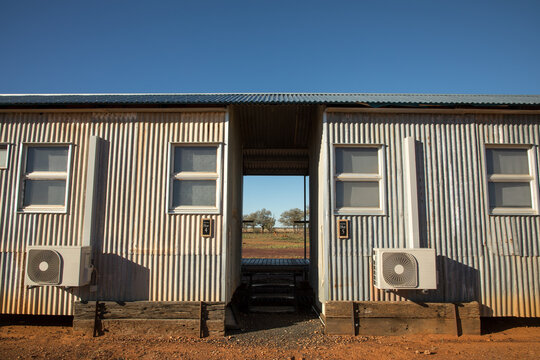 External view of accommodation building with entry hall in the middle