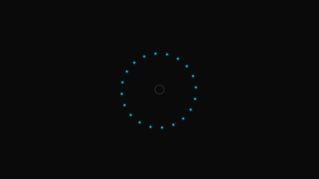 A circular arrangement of glowing blue light points against a black background