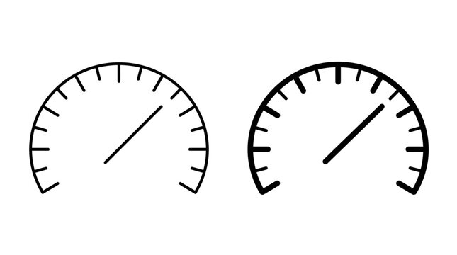 Minimalist Speedometer Gauge Vector Icons With Varying Line Weights For Design