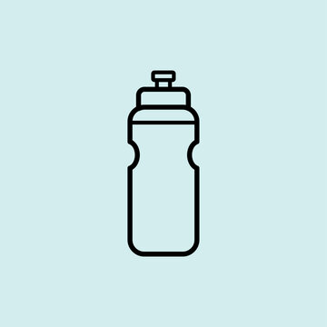 A clean line icon of a reusable sports water bottle for hydration during workouts and exercise.