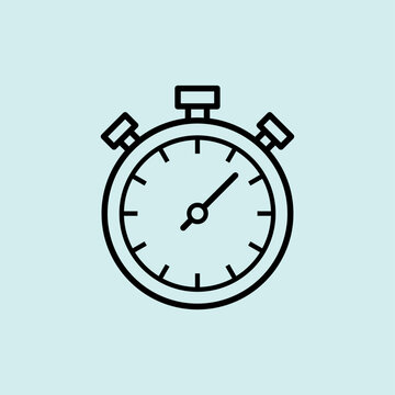 A bold line icon of a stopwatch for timing intervals, races, and fitness performance.