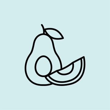 An icon of an avocado and a slice, symbolizing healthy fats, nutrition, and a balanced diet.