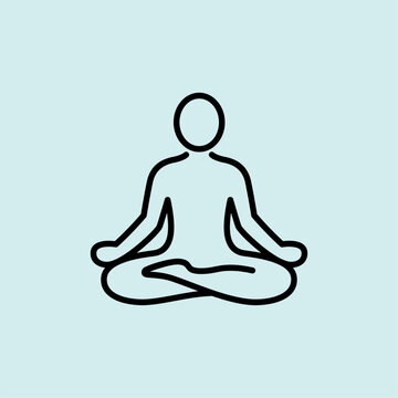 A minimalist icon of a person in a lotus pose, representing yoga, meditation, and mental wellness.