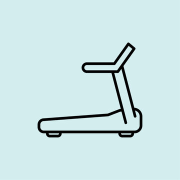 A bold line icon of a treadmill machine for indoor running and cardio exercise.