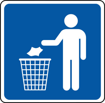 Trash disposal instruction sign vector illustration with disposal, recycling