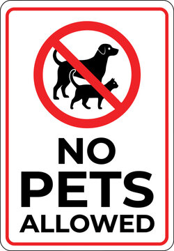 No pets allowed warning sign vector illustration with prohibited, forbidden