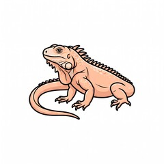 Fototapeta premium Green iguana illustration. Reptile lizard drawing.